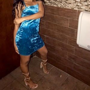 Crushed Velvet Spaghetti Strap Mini Dress